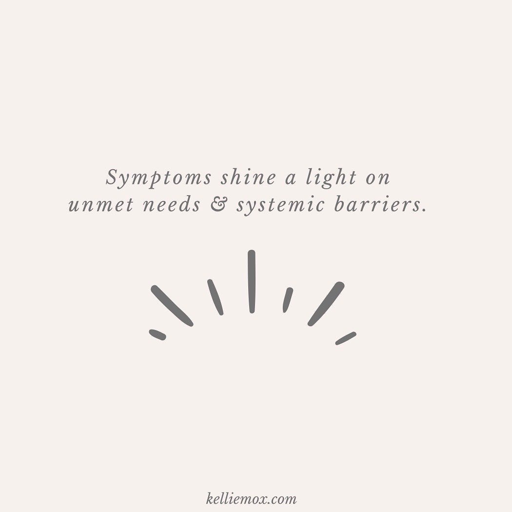 IMG_4918 A text saying “symptoms shine a light on unmet needs and systemic barriers”